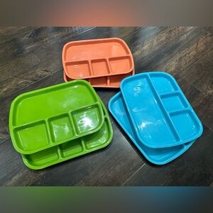 Colorful Divided Plates Set lunch trays set of 6